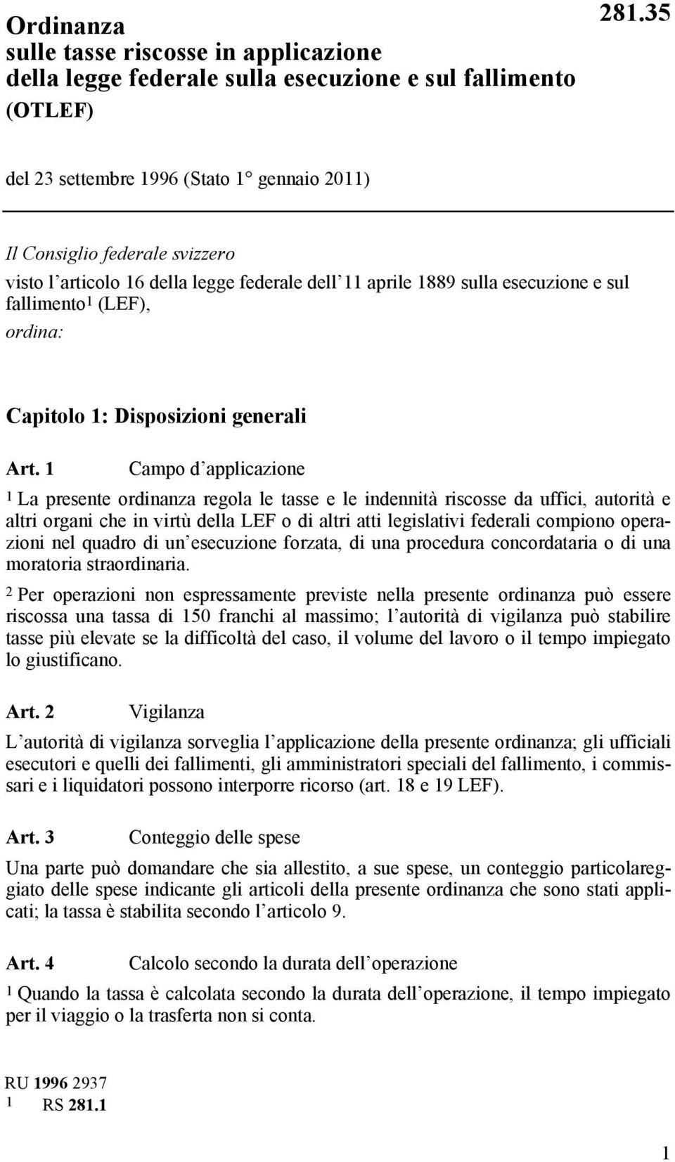 1: Disposizioni generali Art.