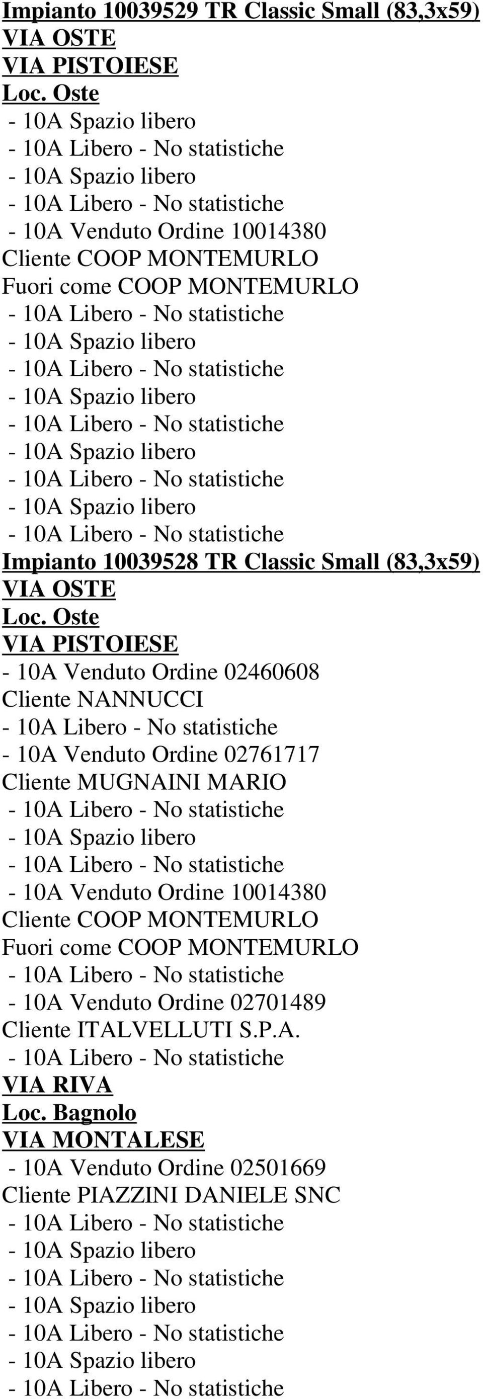 Oste - 10A Venduto Ordine 02460608 Cliente NANNUCCI - 10A Venduto Ordine 02761717