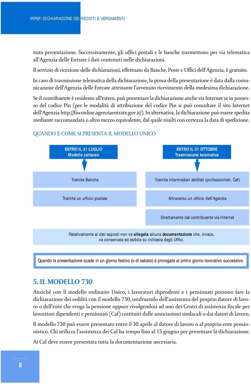 In caso di trasmissione telematica della dichiarazione, la prova della presentazione è data dalla comunicazione dell Agenzia delle Entrate attestante l avvenuto ricevimento della medesima