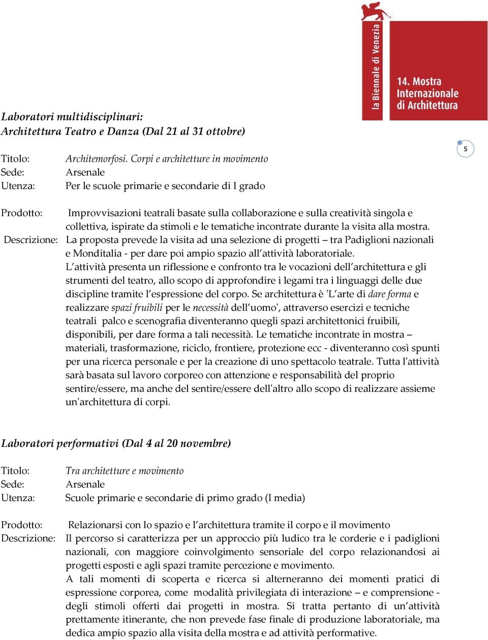 stimoli e le tematiche incontrate durante la visita alla mostra.