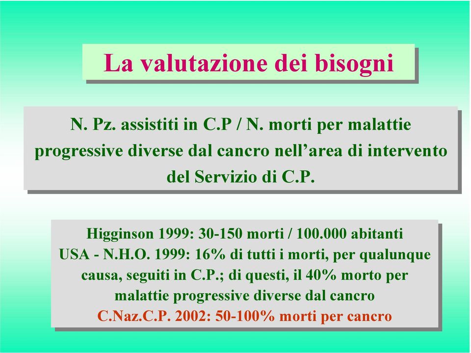 Higginson 1999: 30-150 morti // 100.000 abitanti USA -- N.H.O.