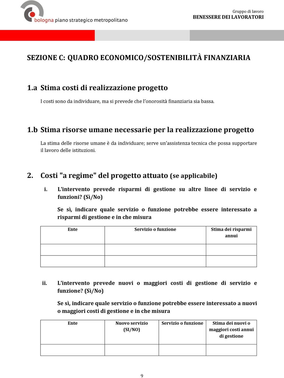 b Stima risorse umane necessarie per la realizzazione progetto La stima delle risorse umane è da individuare; serve un assistenza tecnica che possa supportare il lavoro delle istituzioni. 2.