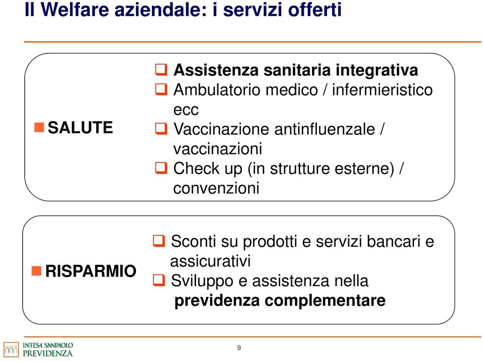 vaccinazioni Check up (in strutture esterne) / convenzioni RISPARMIO Sconti su