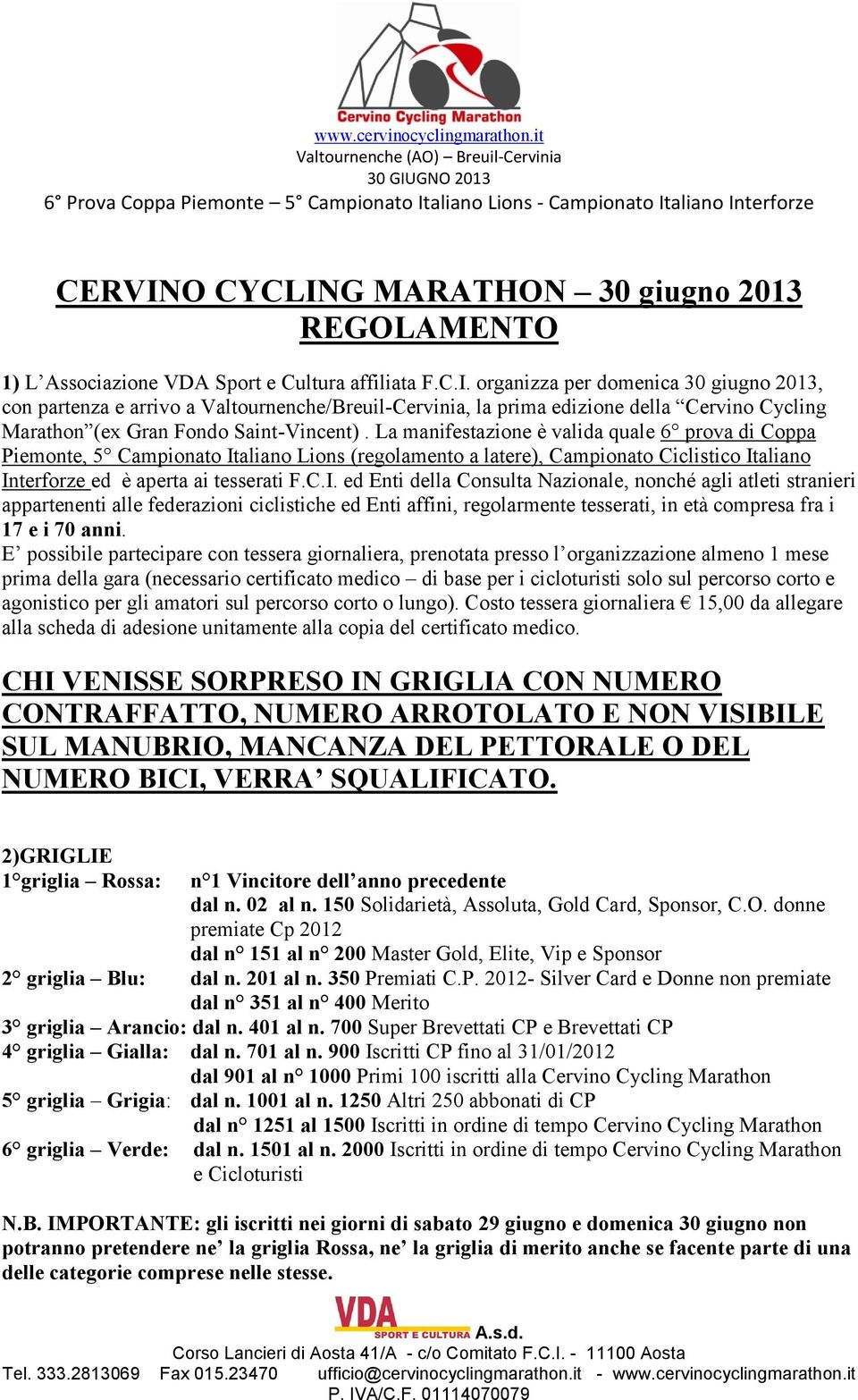 aliano Lions (regolamento a latere), Campionato Ciclistico It