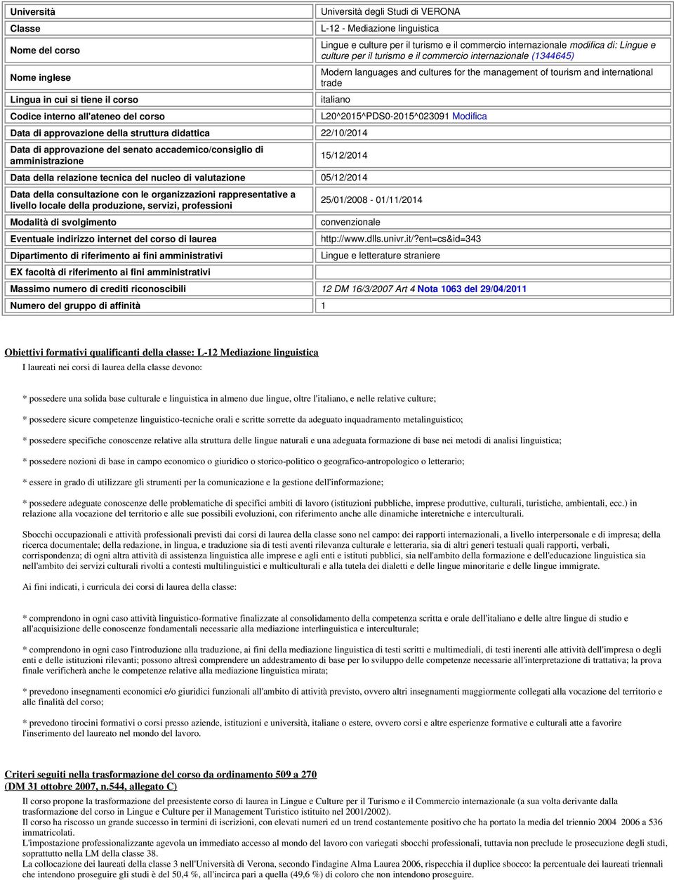 international trade italiano Data di approvazione della struttura didattica 22/10/2014 Data di approvazione del senato accademico/consiglio di amistrazione L20^2015^PDS0-2015^023091 Modifica