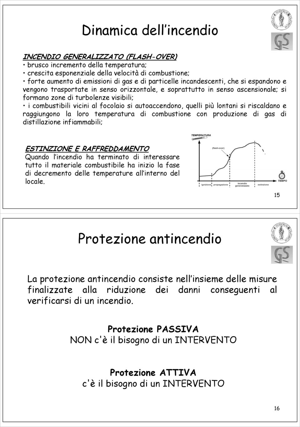 autoaccendono, quelli più lontani si riscaldano e raggiungono la loro temperatura di combustione con produzione di gas di distillazione infiammabili; ESTINZIONE E RAFFREDDAMENTO Quando l incendio