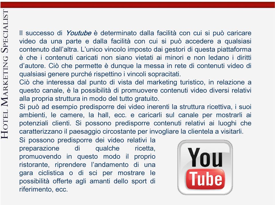 Ciò che permette è dunque la messa in rete di contenuti video di qualsiasi genere purché rispettino i vincoli sopracitati.