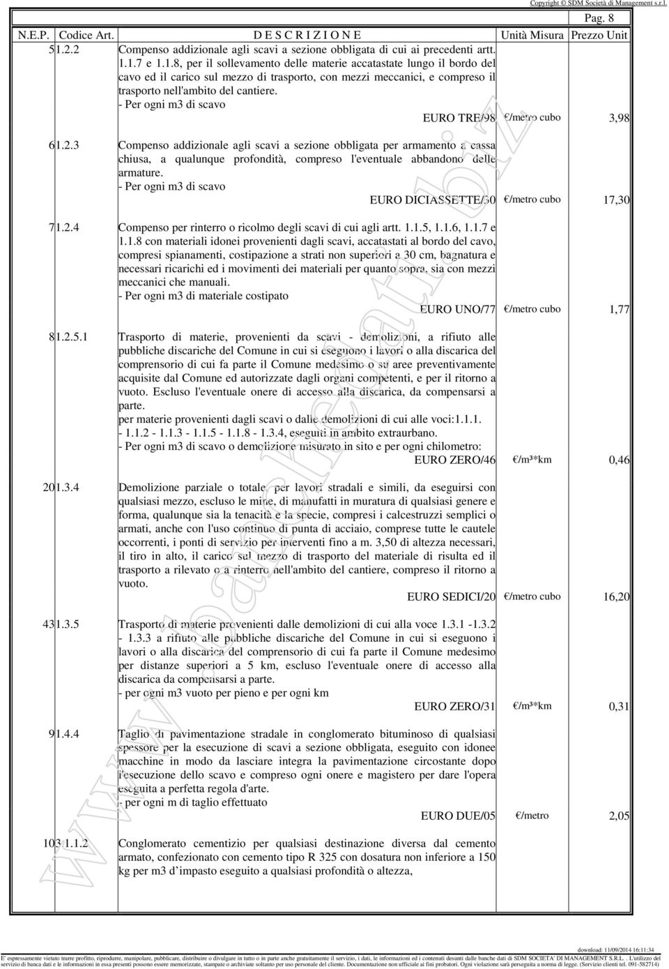 3 Compenso addizionale agli scavi a sezione obbligata per armamento a cassa chiusa, a qualunque profondità, compreso l'eventuale abbandono delle armature.