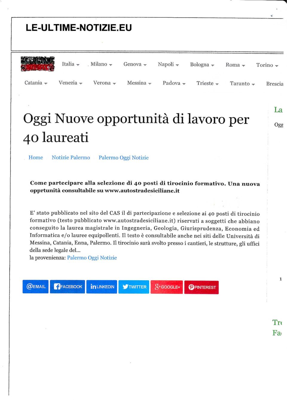 posti di tirocinio formativo. Una nuova opprtunità consultabile su www.