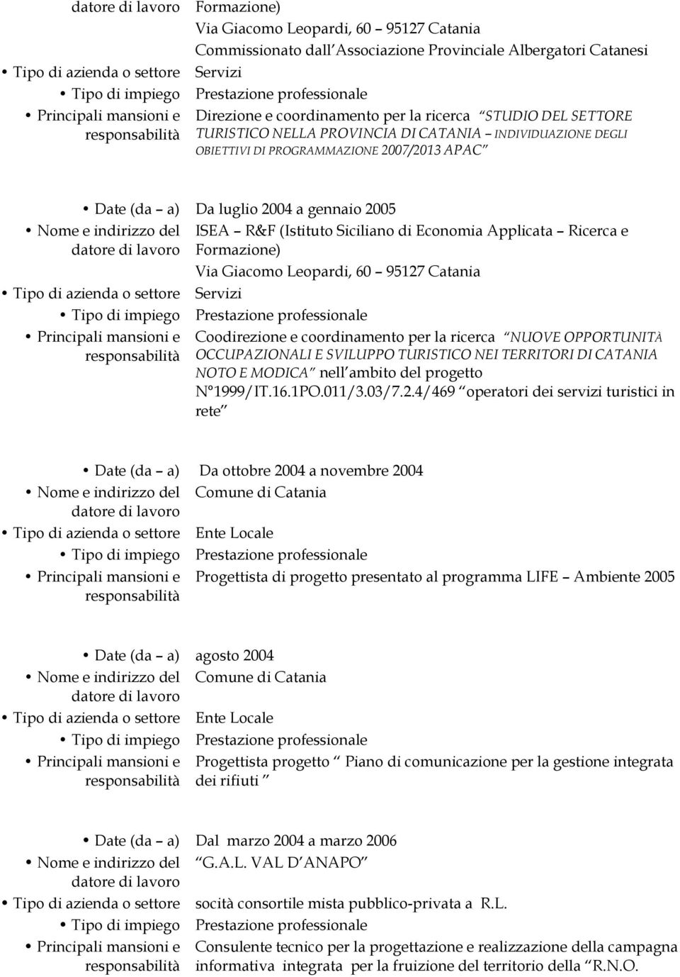 E MODICA nell ambito del progetto N 1999/IT.16.1PO.011/3.03/7.2.