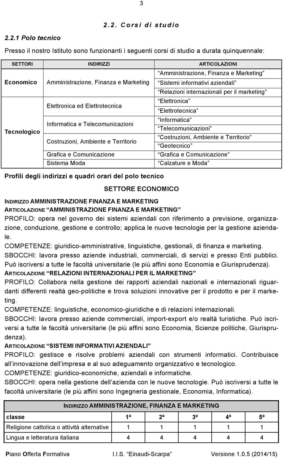 Marketing Sistemi informativi aziendali Relazioni internazionali per il marketing Elettronica Elettrotecnica Informatica Telecomunicazioni Costruzioni, Ambiente e Territorio Geotecnico Grafica e