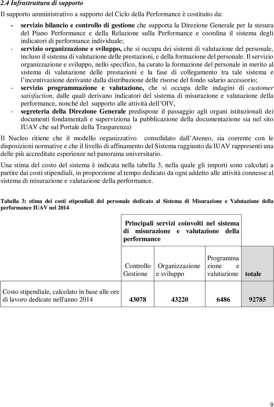 valutazione del personale, incluso il sistema di valutazione delle prestazioni, e della formazione del personale.