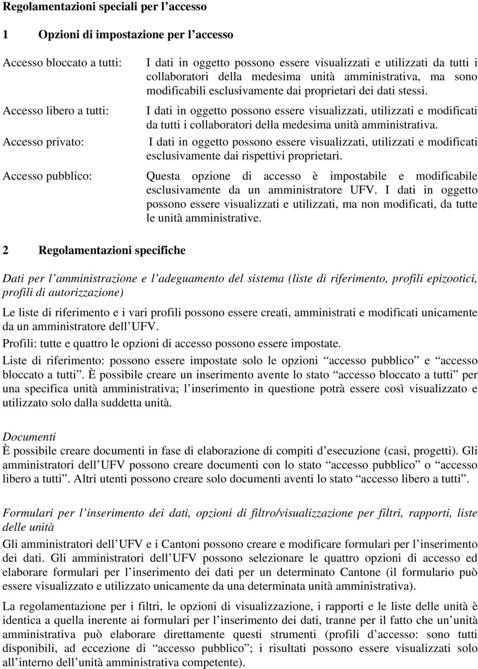 I dati in oggetto possono essere visualizzati, utilizzati e modificati da tutti i collaboratori della medesima unità amministrativa.