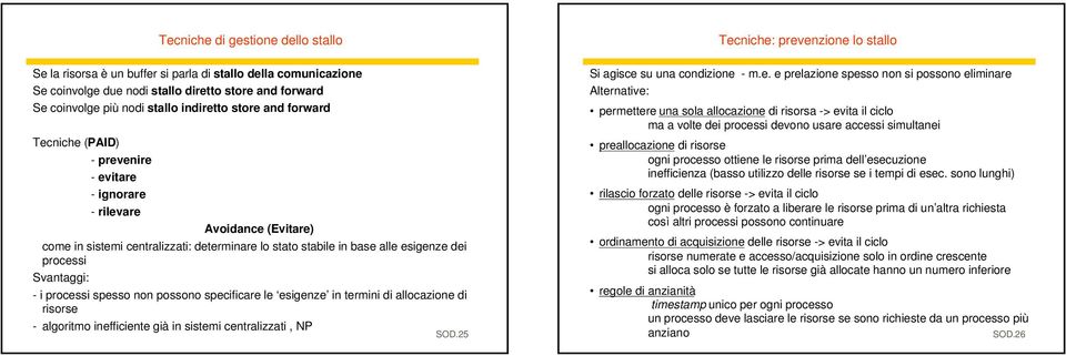 i processi spesso non possono specificare le esigenze in termini di allocazione di risorse - algoritmo inefficiente già in sistemi centralizzati, NP SOD.