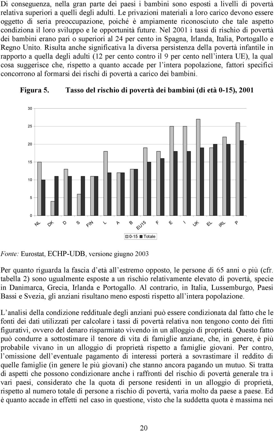 Nel 2001 i tassi di rischio di povertà dei bambini erano pari o superiori al 24 per cento in Spagna, Irlanda, Italia, Portogallo e Regno Unito.