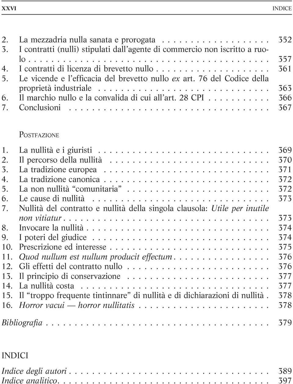 Il marchio nullo e la convalida di cui all art. 28 CPI........... 366 7. Conclusioni................................... 367 POSTFAZIONE 1. La nullità e i giuristi.............................. 369 2.