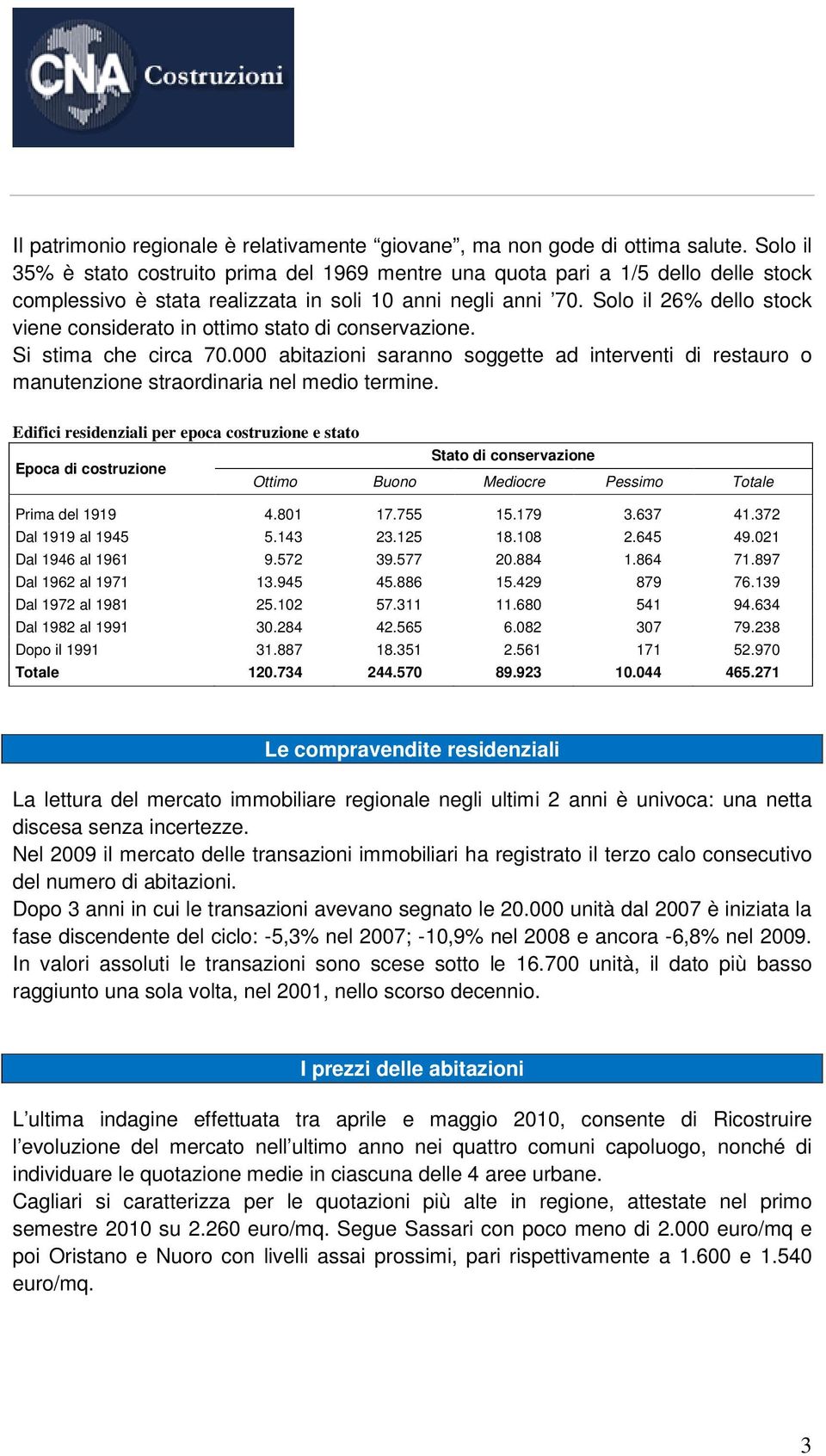 Solo il 26% dello stock viene considerato in ottimo stato di conservazione. Si stima che circa 70.