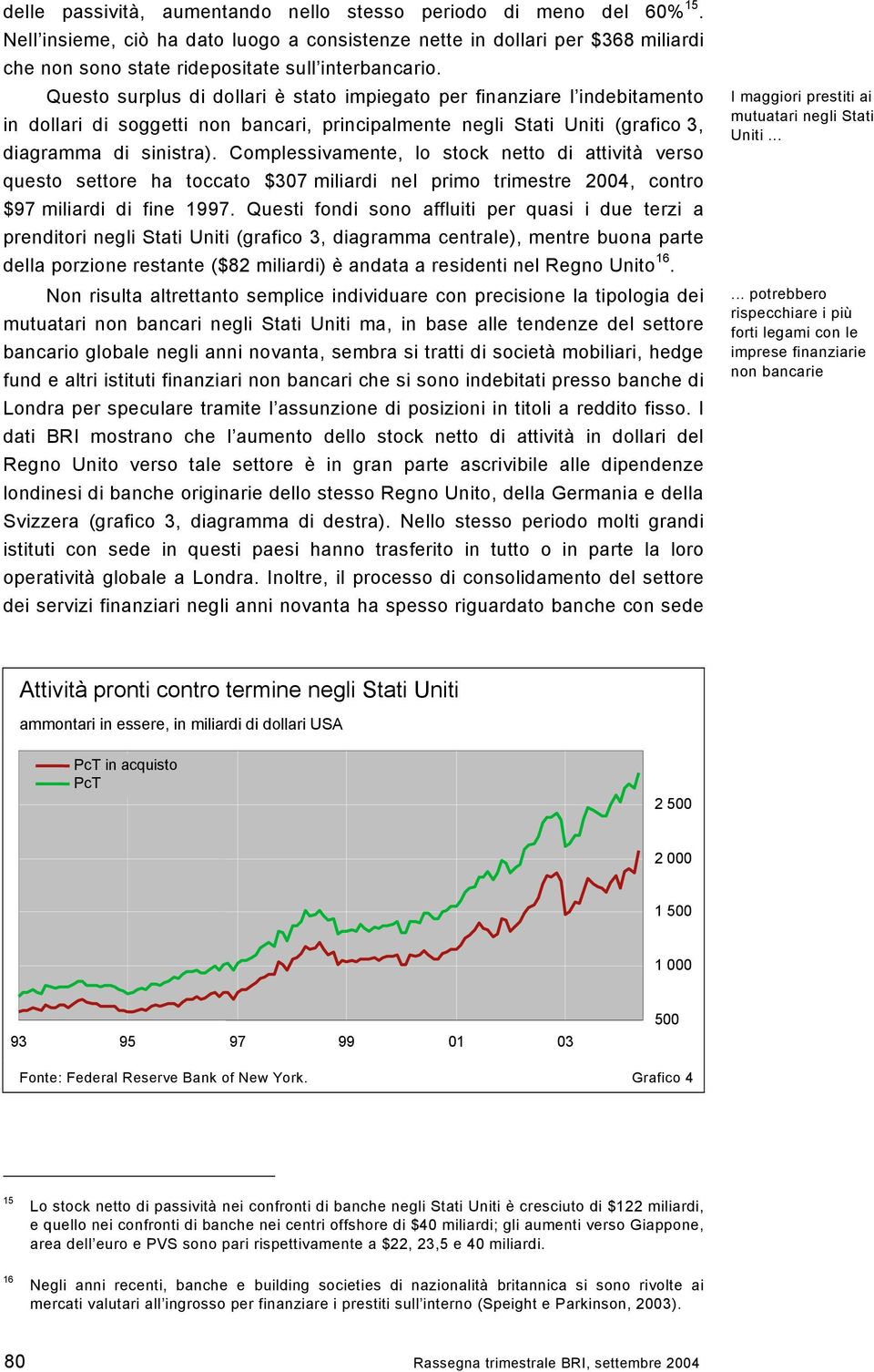 Questo surplus di dollari è stato impiegato per finanziare l indebitamento in dollari di soggetti non bancari, principalmente negli Stati Uniti (grafico 3, diagramma di sinistra).