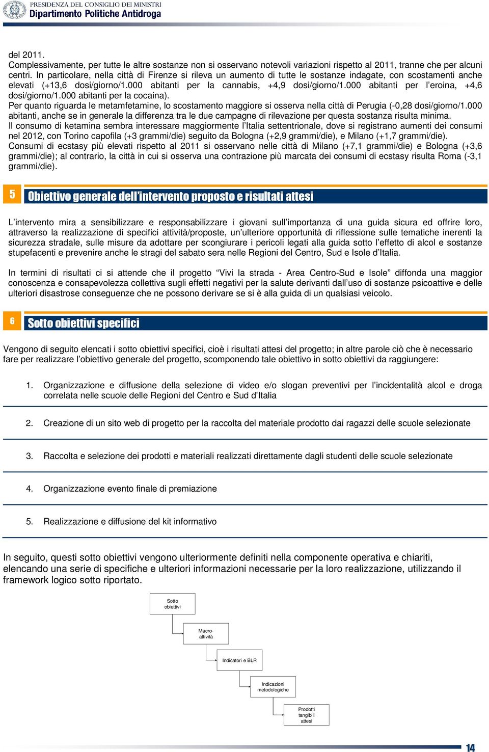 000 abitanti per l eroina, +4,6 dosi/giorno/1.000 abitanti per la cocaina). Per quanto riguarda le metamfetamine, lo scostamento maggiore si osserva nella città di Perugia (-0,28 dosi/giorno/1.