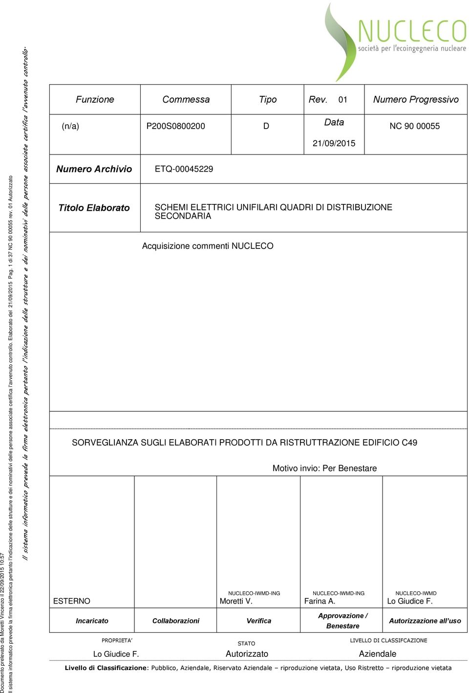 01 Autorizzato Il sistema informatico prevede la firma elettronica pertanto l indicazione delle strutture e dei nominativi delle persone associate certifica l avvenuto controllo.