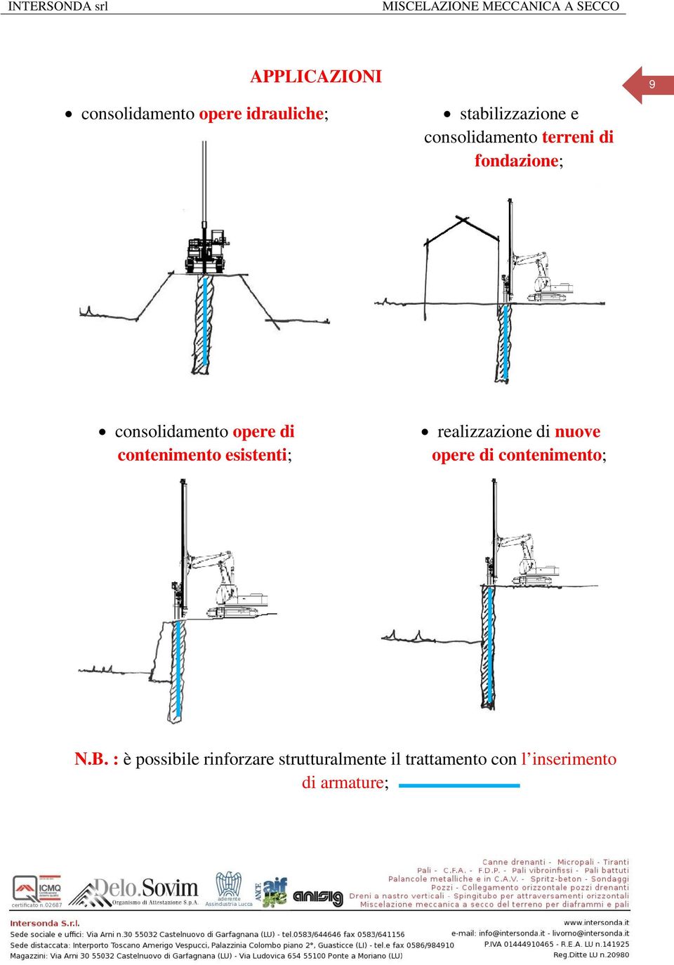 contenimento esistenti; realizzazione di nuove opere di contenimento; N.