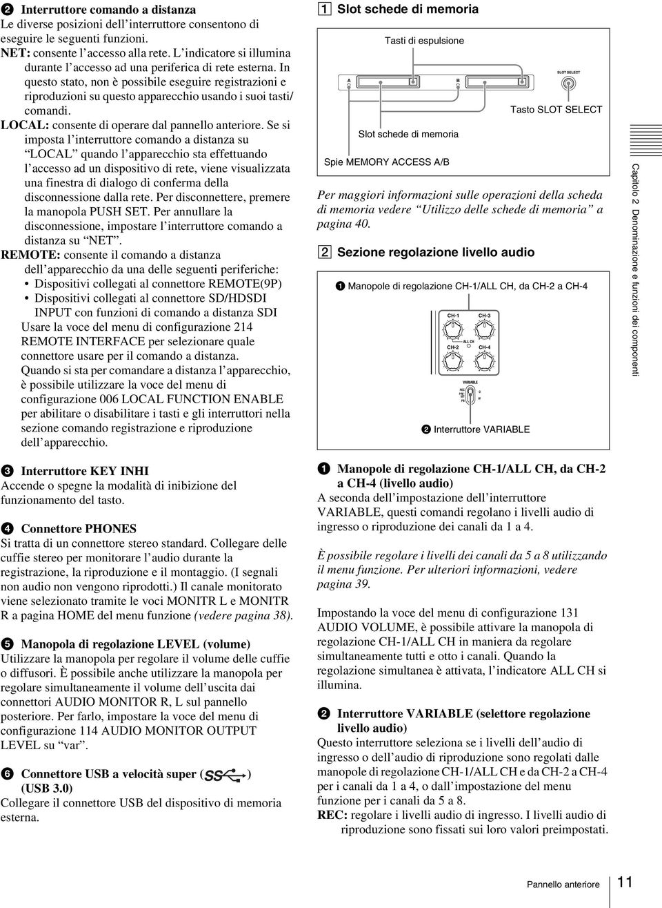 LOCAL: consente di operare dal pannello anteriore.