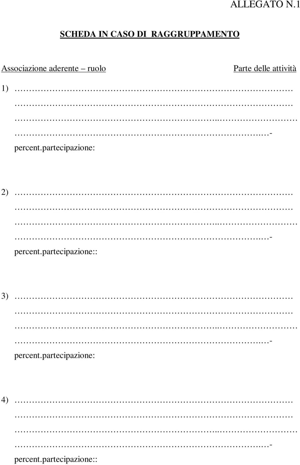 aderente ruolo Parte delle attività 1) percent.