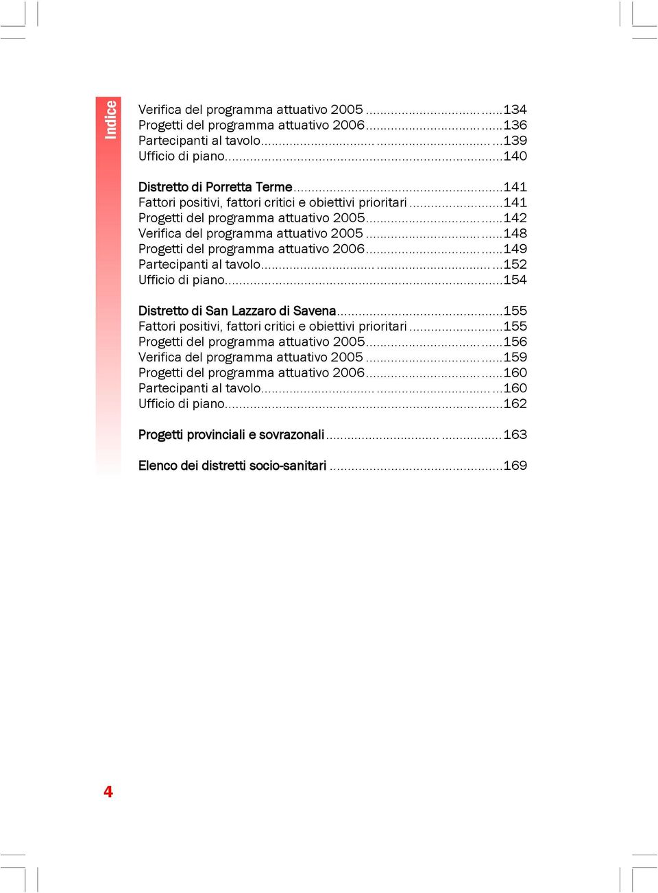 ..149 Partecipanti al tavolo...152 Ufficio di piano...154 Distretto di San Lazzaro di Savena...155 Fattori positivi, fattori critici e obiettivi prioritari...155 Progetti del programma attuativo 2005.