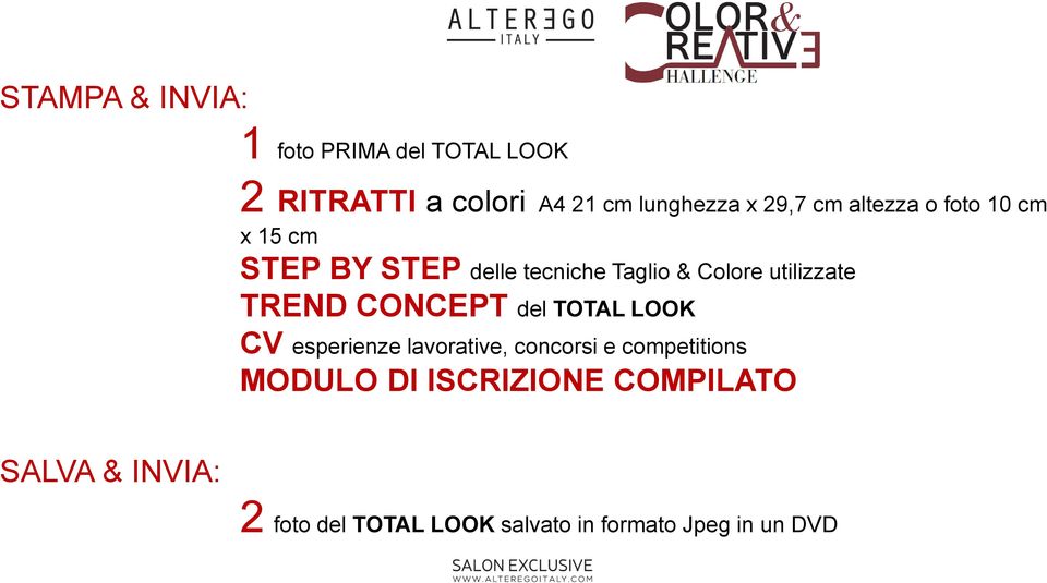 TREND CONCEPT del TOTAL LOOK CV esperienze lavorative, concorsi e competitions MODULO DI