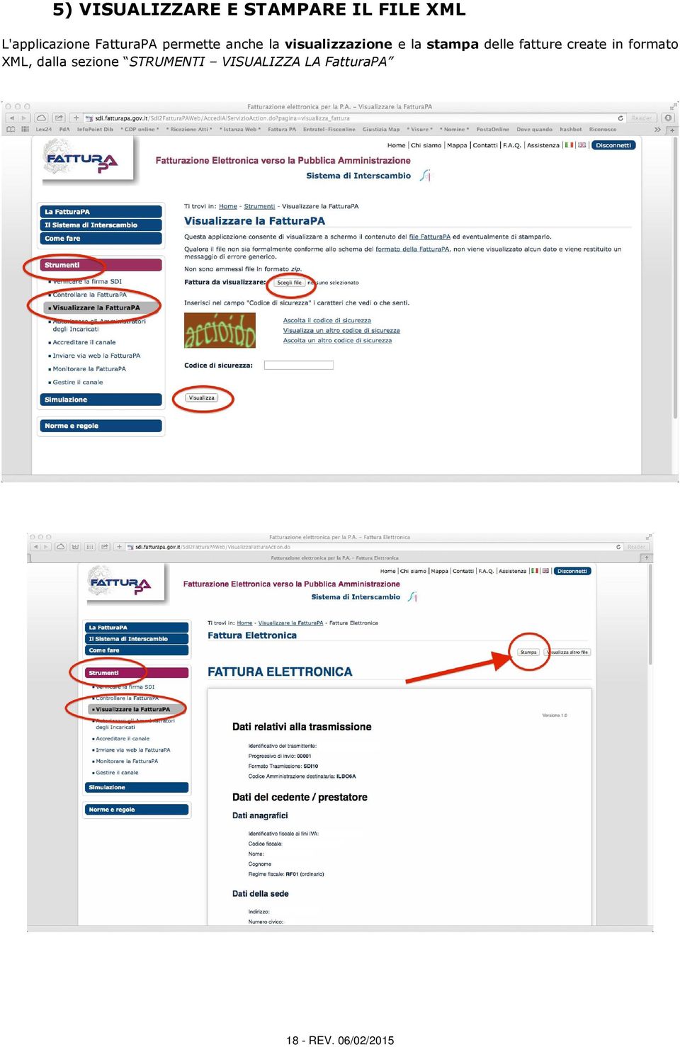 stampa delle fatture create in formato XML, dalla