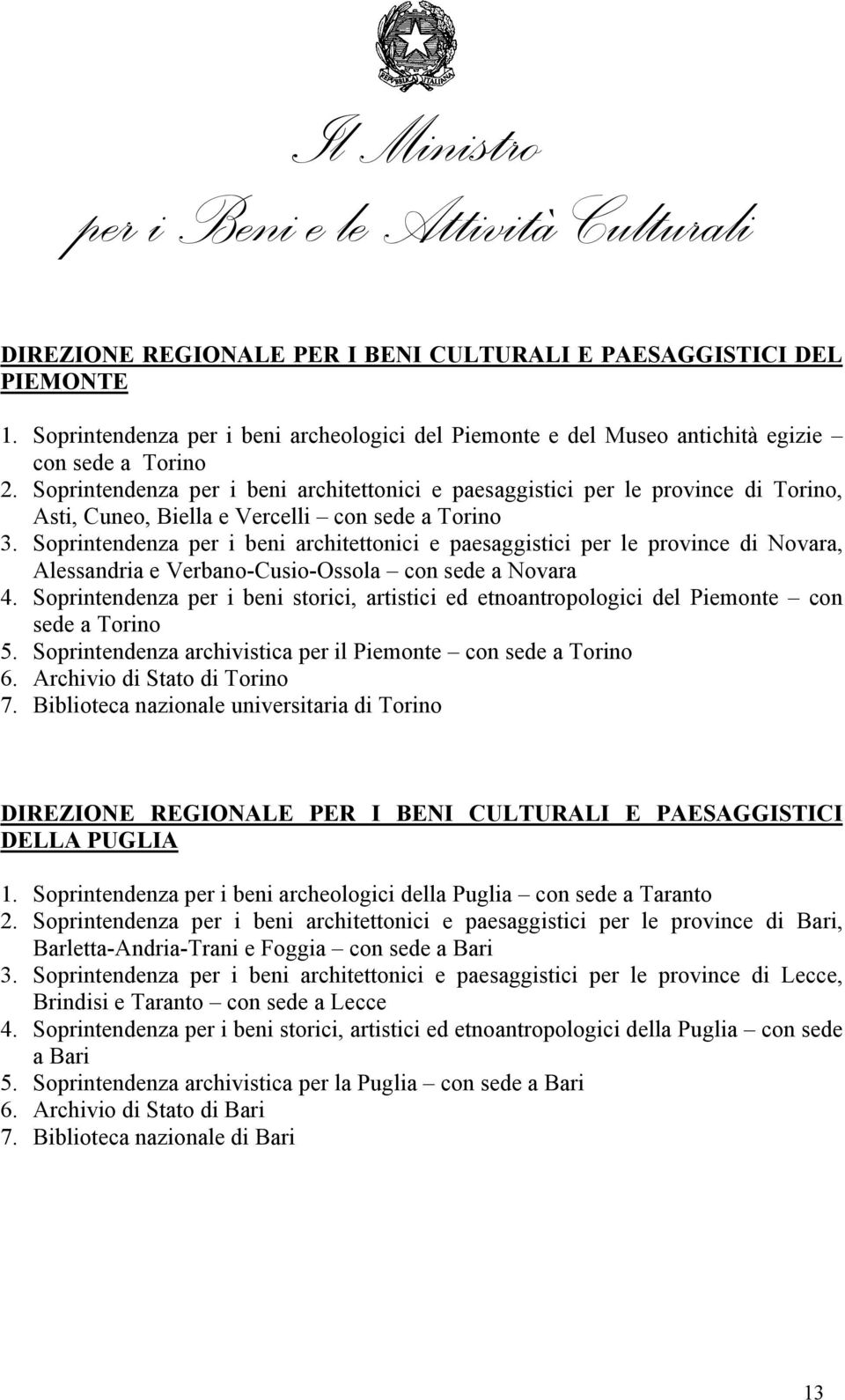 Soprintendenza per i beni architettonici e paesaggistici per le province di Novara, Alessandria e Verbano-Cusio-Ossola con sede a Novara 4.