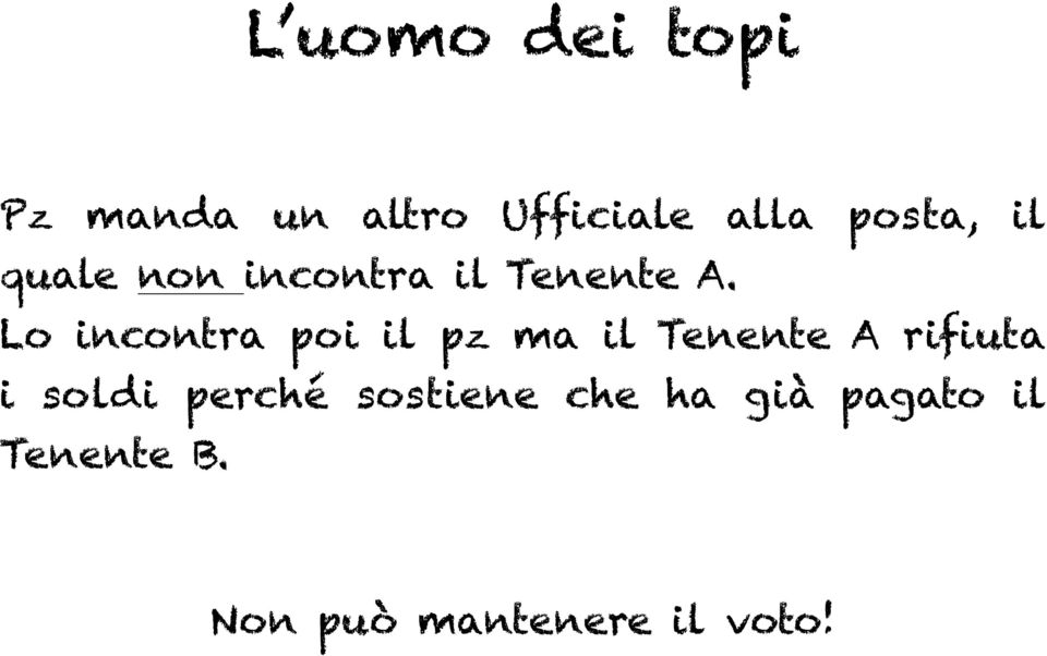 Lo incontra poi il pz ma il Tenente A rifiuta i soldi