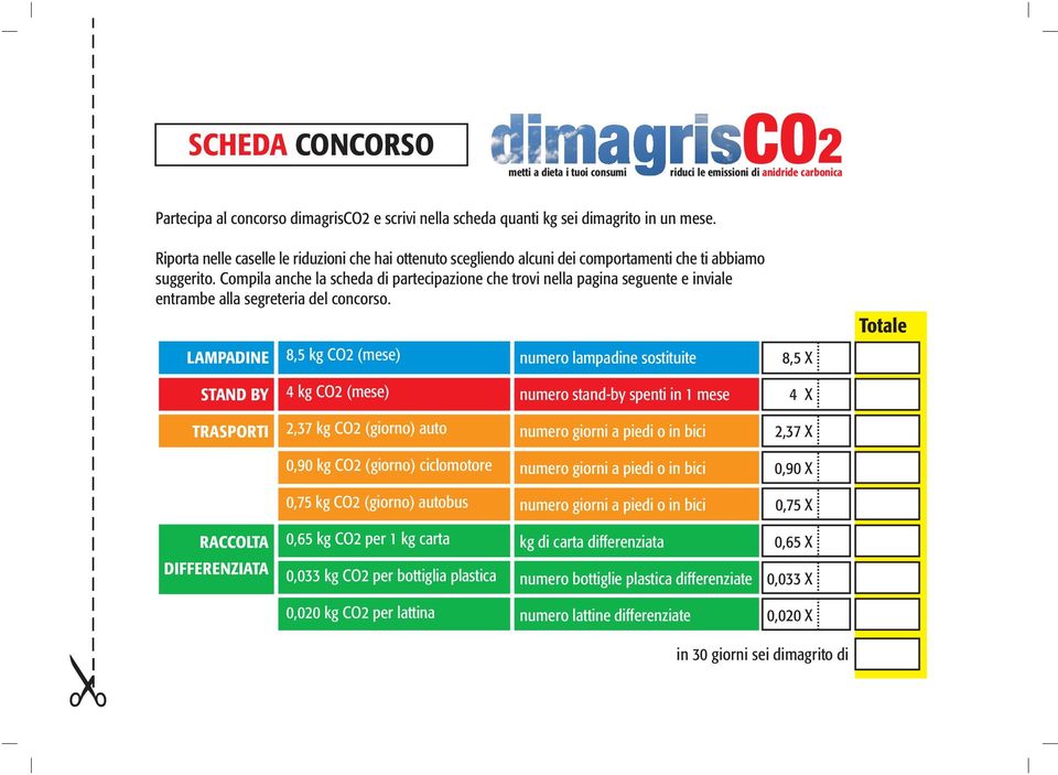 Compila anche la scheda di partecipazione che trovi nella pagina seguente e inviale entrambe alla segreteria del concorso.