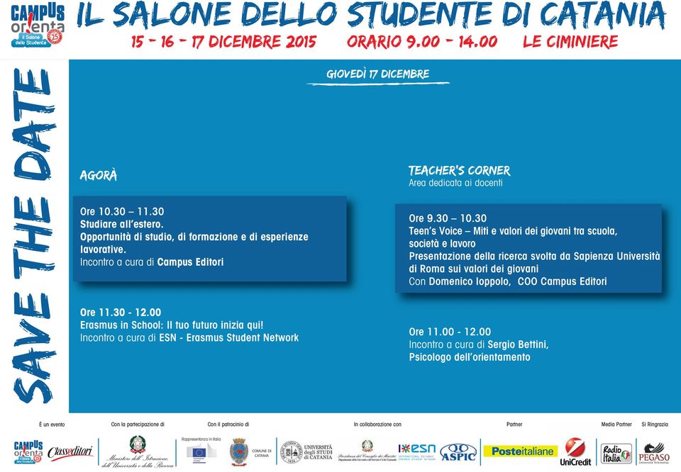 Presentazione della ricerca svolta da Sapienza Università di Roma sui valori dei giovani Con Domenico Ioppolo, COO Campus Editori Ore 11.30-12.
