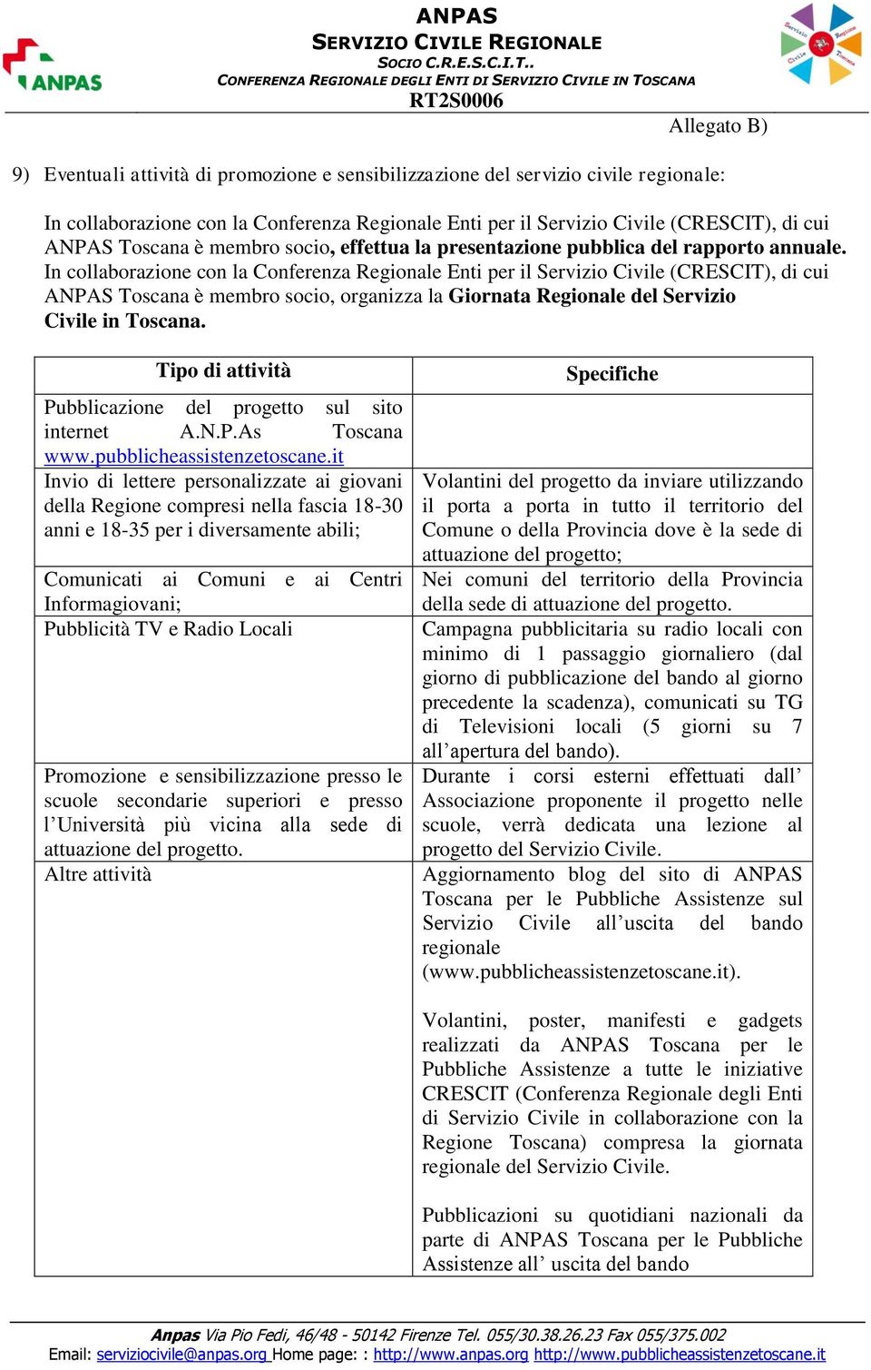 In collaborazione con la Conferenza Regionale Enti per il Servizio Civile (CRESCIT), di cui ANPAS Toscana è membro socio, organizza la Giornata Regionale del Servizio Civile in Toscana.