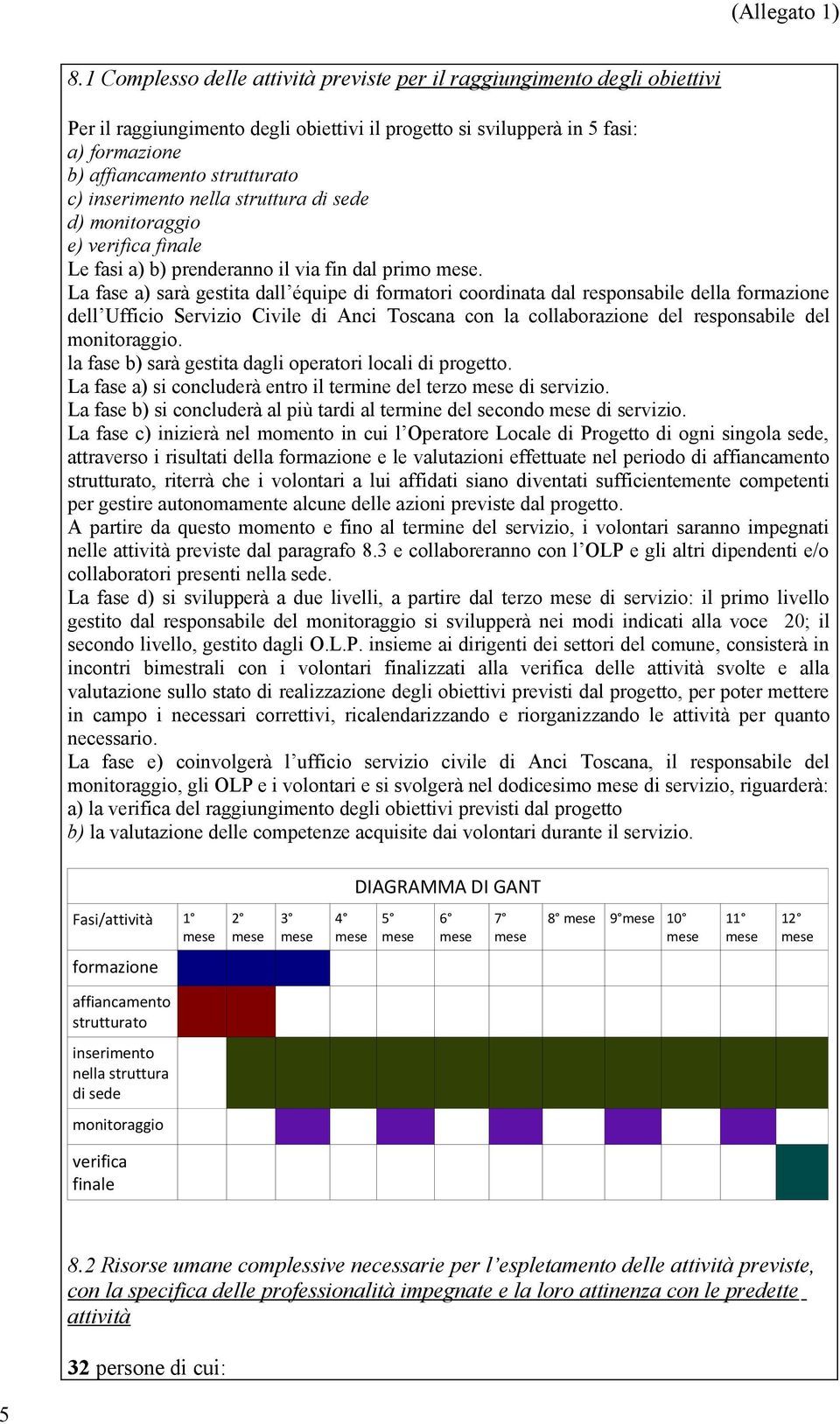 inserimento nella struttura di sede d) monitoraggio e) verifica finale Le fasi a) b) prenderanno il via fin dal primo mese.