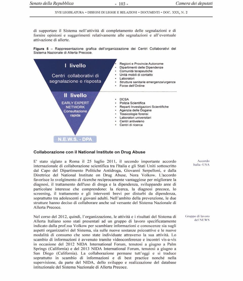 Figura 5 - Rappresentazione grafica dell'organizzazione dei Centri Collaborativi del Sistema Nazionale di Allerta Precoce Regioni e Provincie Autonome Dipartimenti delle Dipendenze Comunità