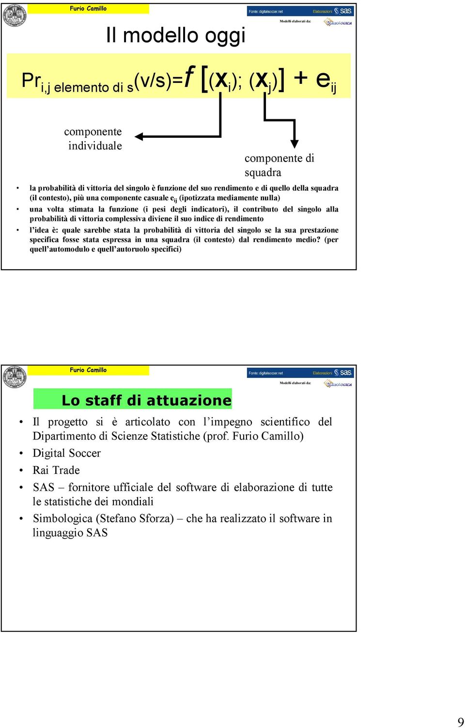 vittoria complessiva diviene il suo indice di rendimento l idea è: quale sarebbe stata la probabilità di vittoria del singolo se la sua prestazione specifica fosse stata espressa in una squadra (il