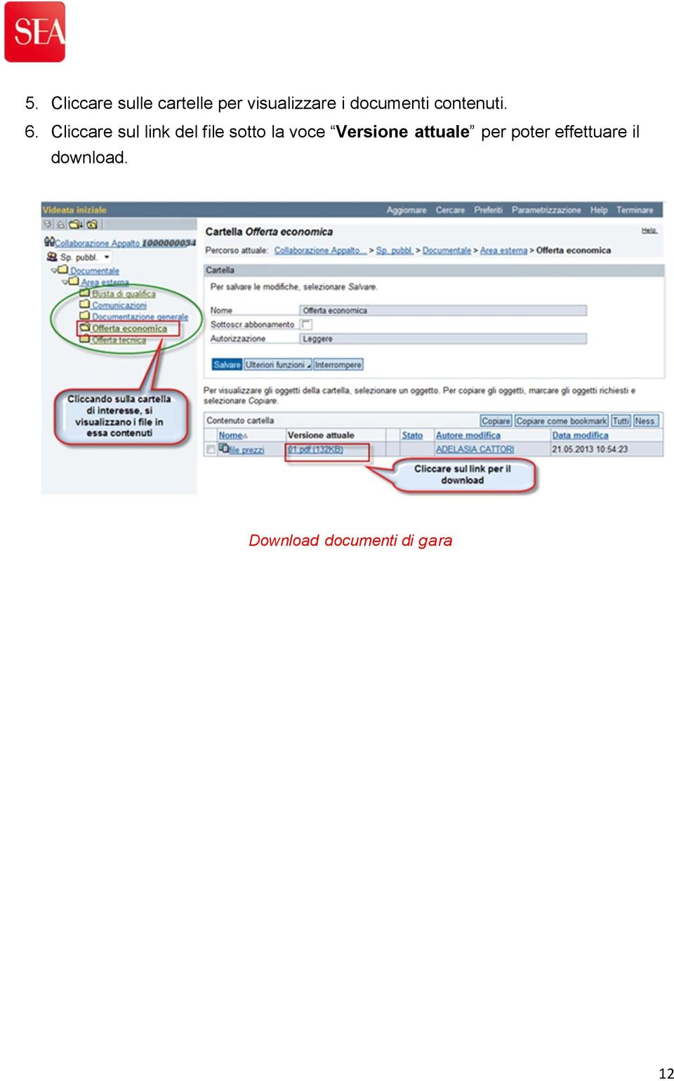 Cliccare sul link del file sotto la voce