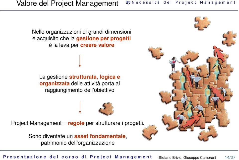raggiungimento dell obiettivo Project Management = regole per strutturare i progetti.