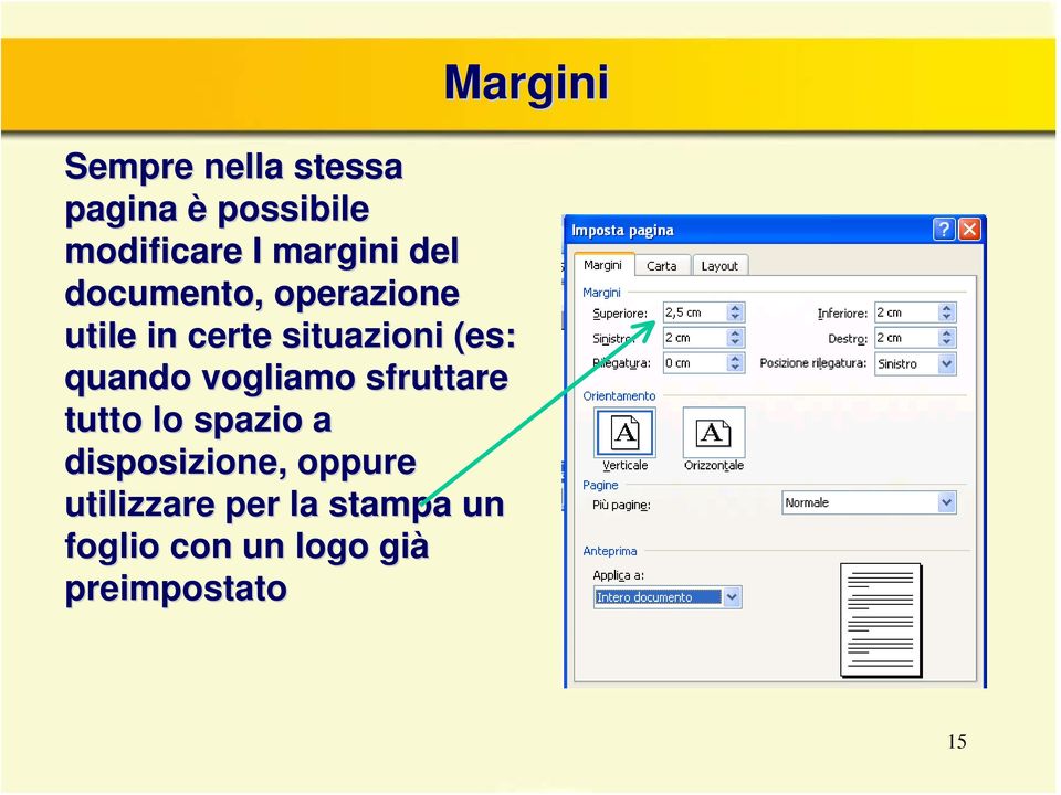 vogliamo sfruttare tutto lo spazio a disposizione, oppure