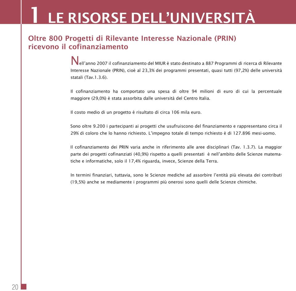 Il cofinanziamento ha comportato una spesa di oltre 94 milioni di euro di cui la percentuale maggiore (29,0%) è stata assorbita dalle università del Centro Italia.