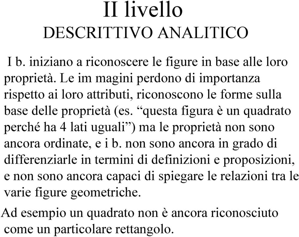 questa figura è un quadrato perché ha 4 lati uguali ) ma le proprietà non sono ancora ordinate, e i b.