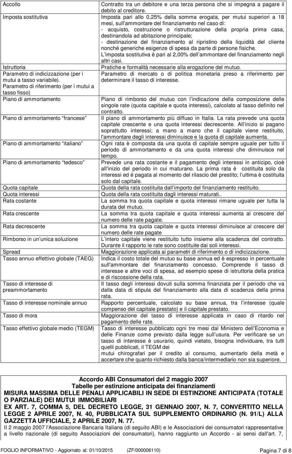 prima casa, destinandola ad abitazione principale; - destinazione del finanziamento al ripristino della liquidità del cliente nonché generiche esigenze di spesa da parte di persone fisiche.