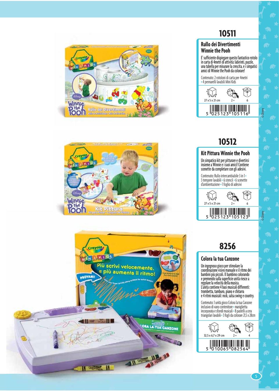 Contenuto: 2 rotoloni di carta per 4metri 4 pennarelli lavabili Mini Kids 27 x 5 x 21 cm 2 + 6 10512 Kit Pittura Winnie the Pooh Un simpatico kit per pitturare e divertirsi insieme a Winnie e i suoi