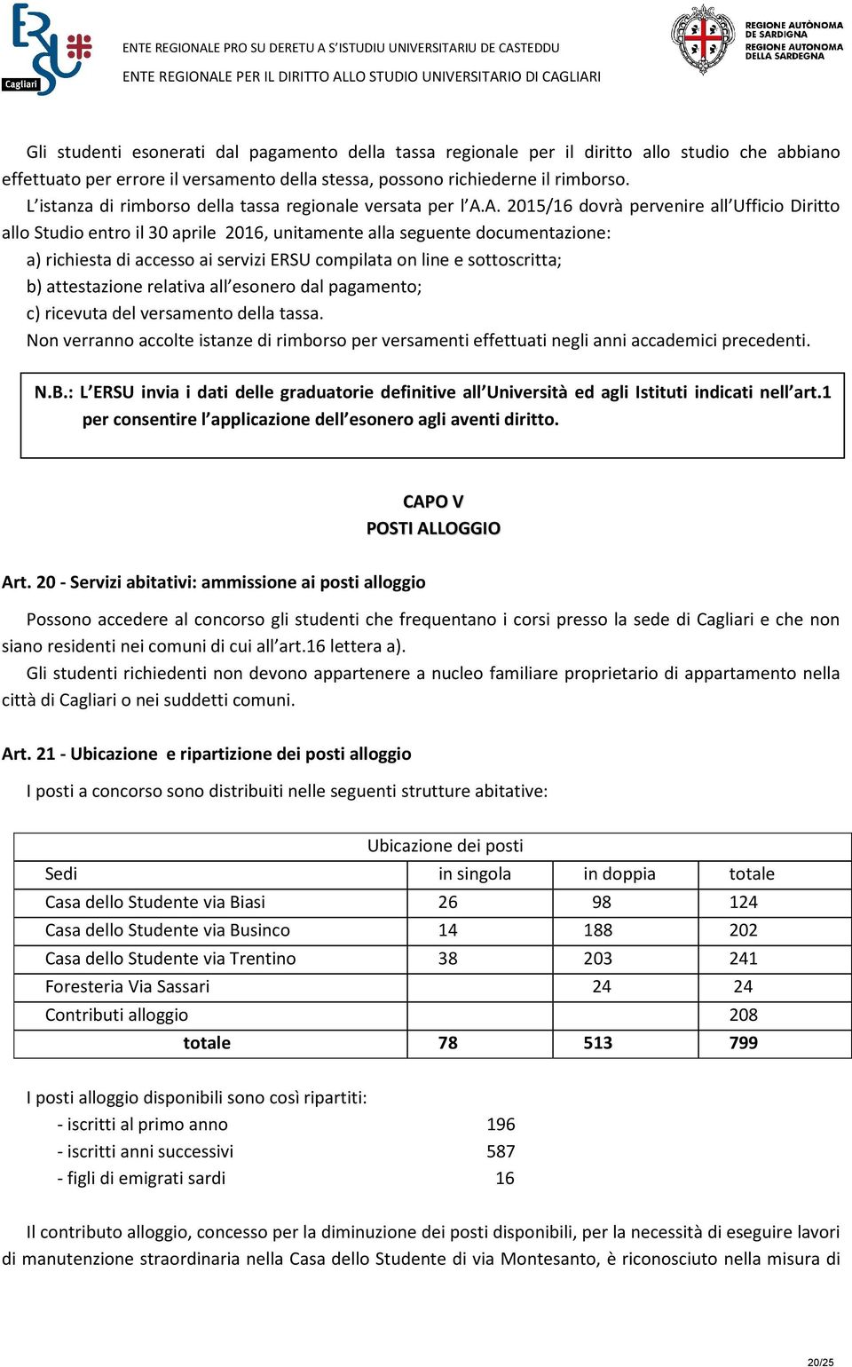 A. 2015/16 dovrà pervenire all Ufficio Diritto allo Studio entro il 30 aprile 2016, unitamente alla seguente documentazione: a) richiesta di accesso ai servizi ERSU compilata on line e sottoscritta;