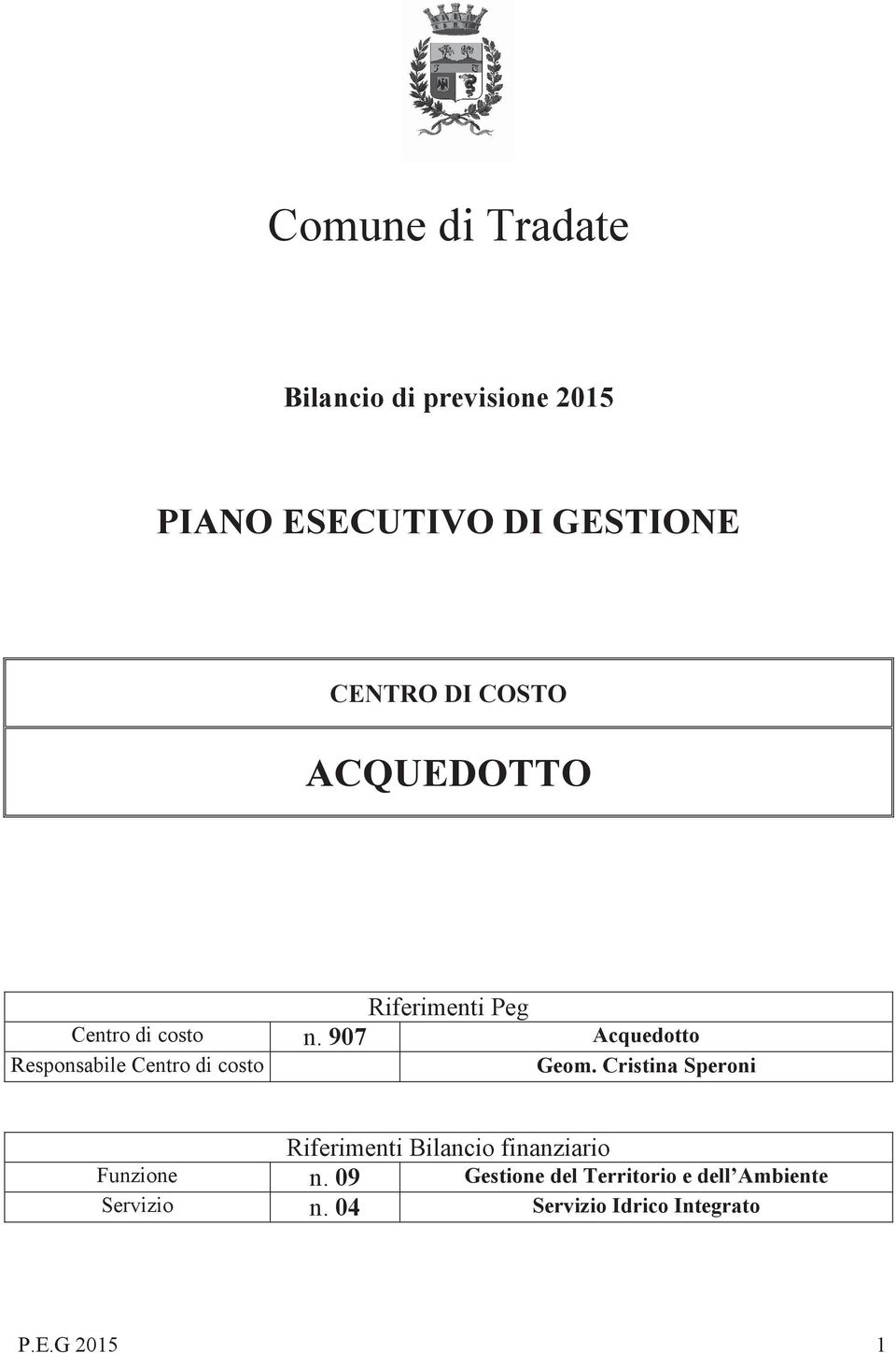 907 Acquedotto Responsabile Centro di costo Geom.