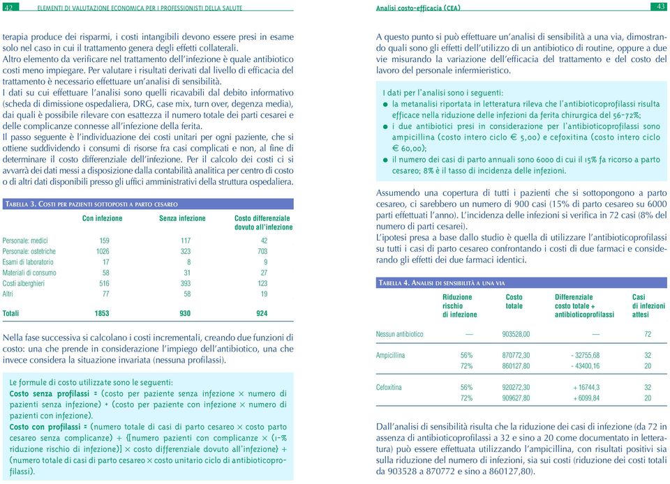 Per valutare i risultati derivati dal livello di efficacia del trattamento è necessario effettuare un analisi di sensibilità.