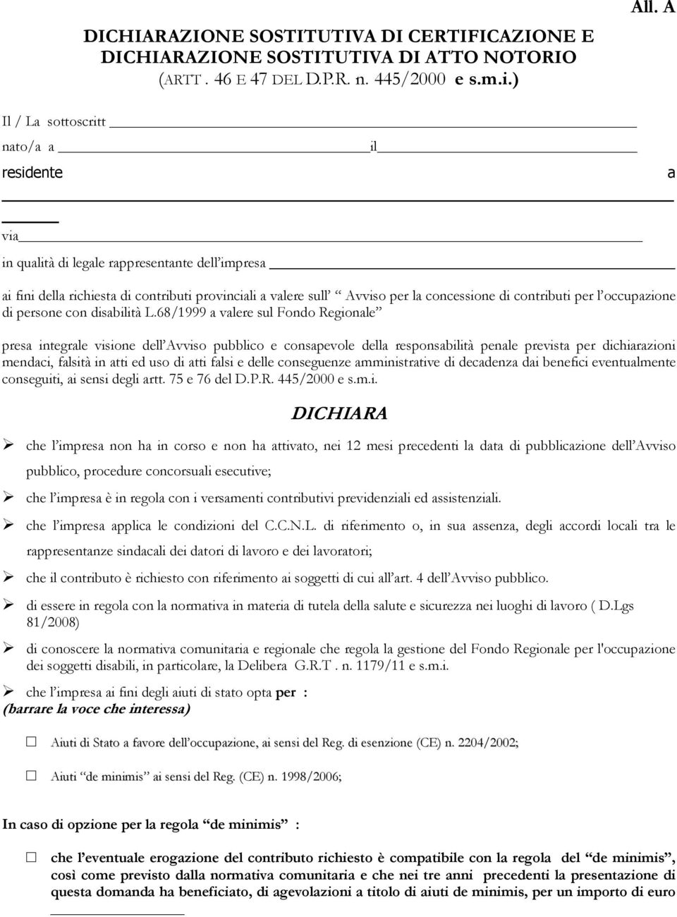 contributi per l occupazione di persone con disabilità L.