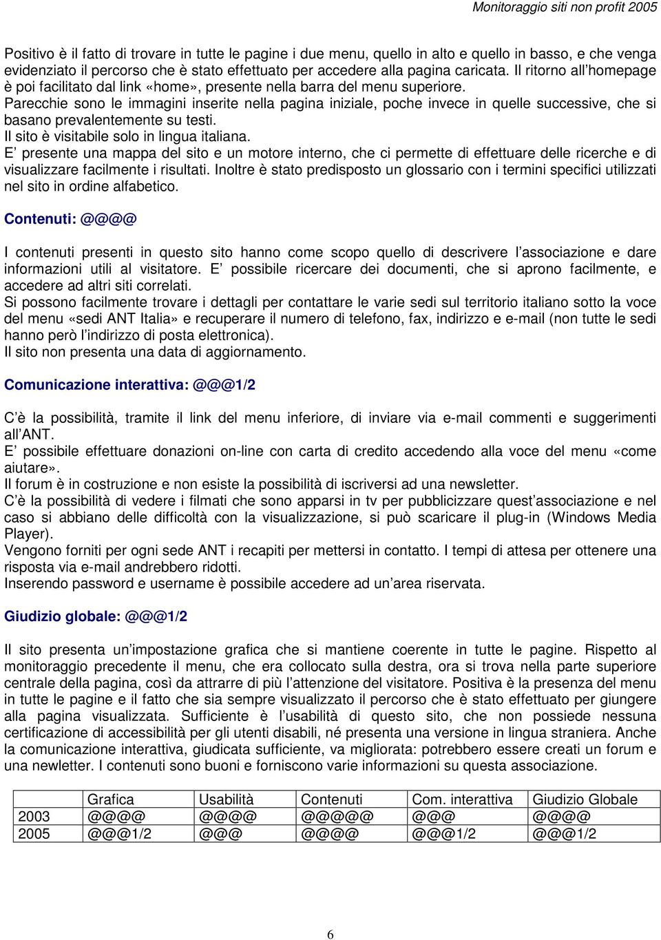 Parecchie sono le immagini inserite nella pagina iniziale, poche invece in quelle successive, che si basano prevalentemente su testi. Il sito è visitabile solo in lingua italiana.